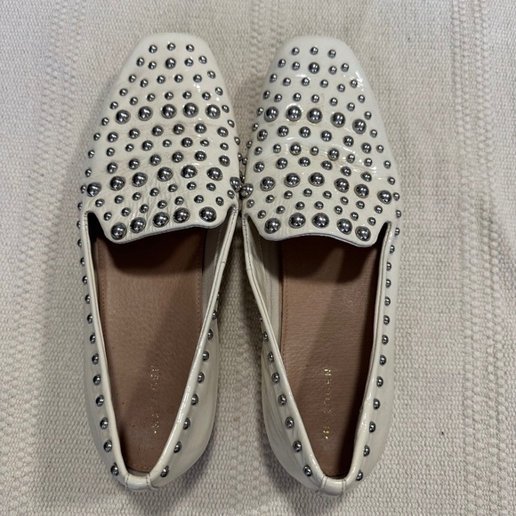 Halogen Nordstrom Women’s White Loafer Kaylee White Patent Leather Studded 9 - Picture 1 of 6